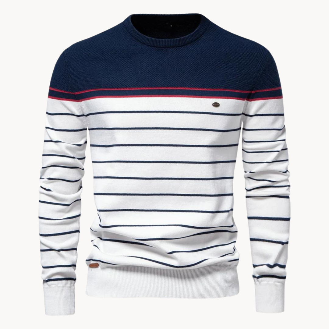 Atlantic Stripe Cotton Sweater | Rizi