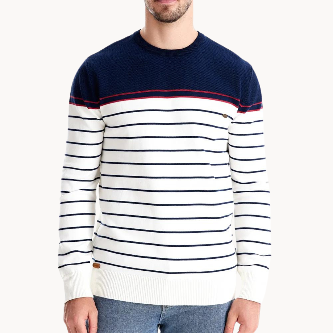 Atlantic Stripe Cotton Sweater | Rizi