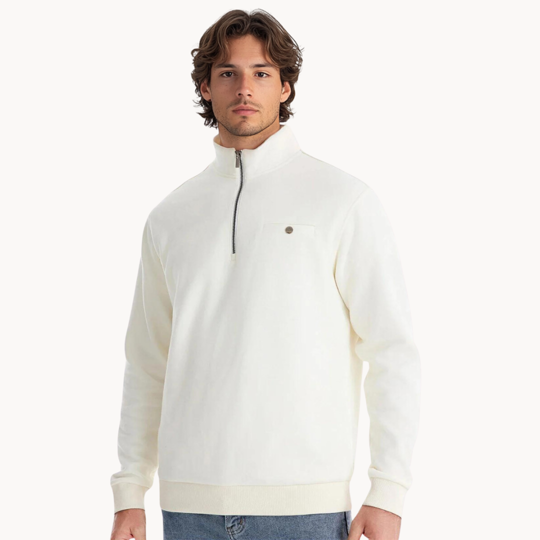 Lennox Mock Neck Zip Sweater | Rizi