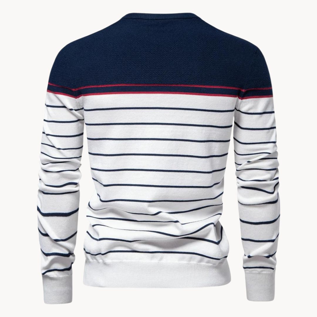 Atlantic Stripe Cotton Sweater | Rizi