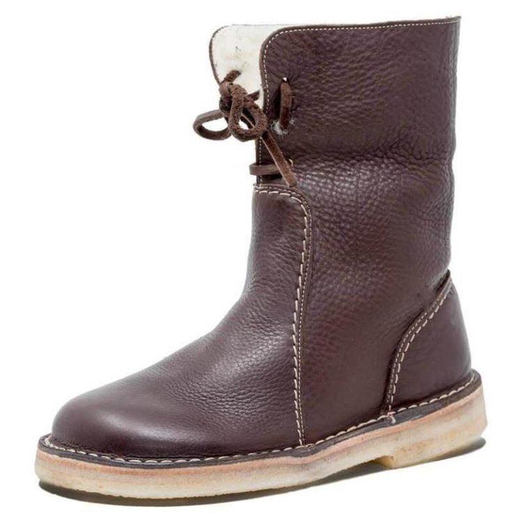 WATERPROOF LEATHER POLAR BOOTS WITH WOOL LINING | Rizi