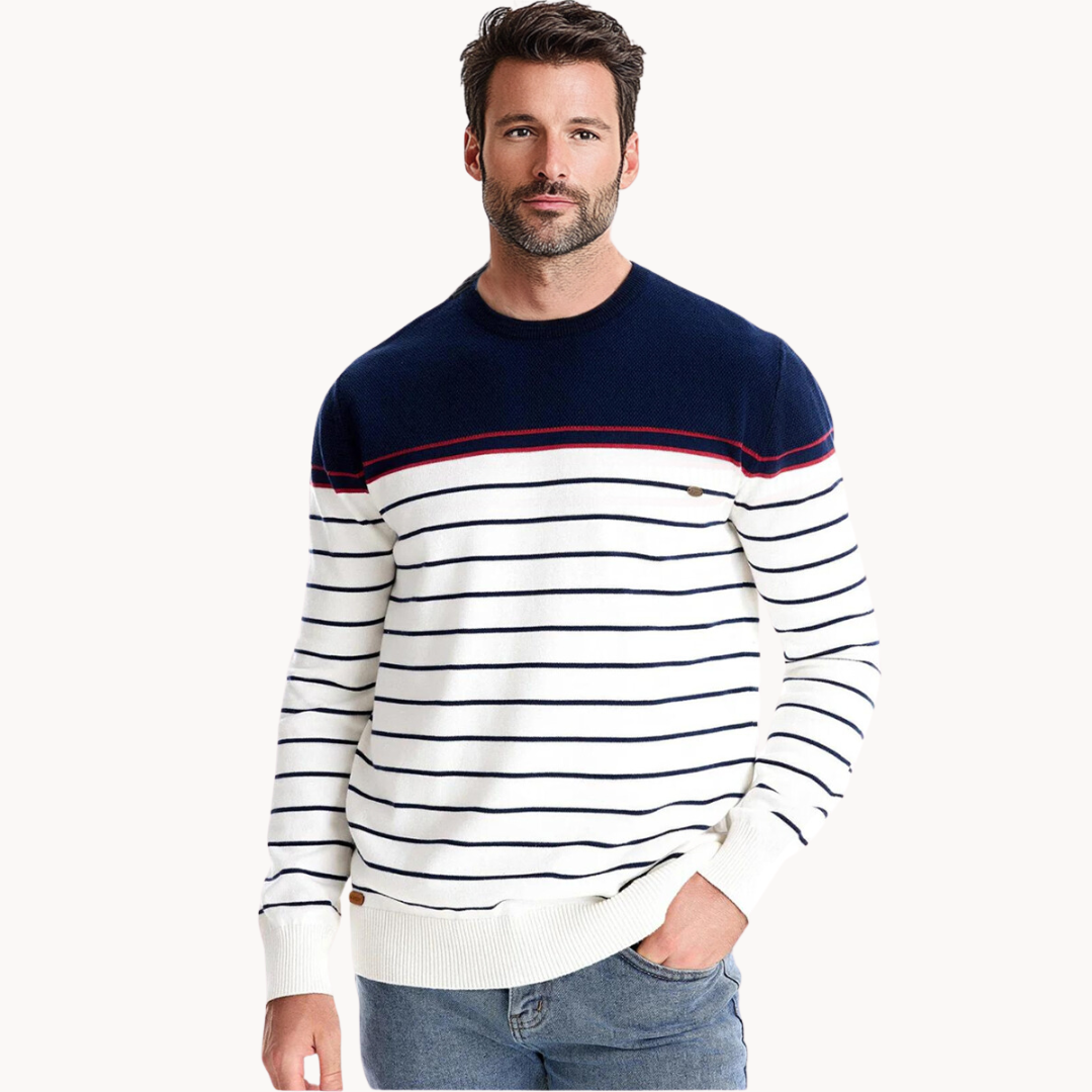 Atlantic Stripe Cotton Sweater | Rizi